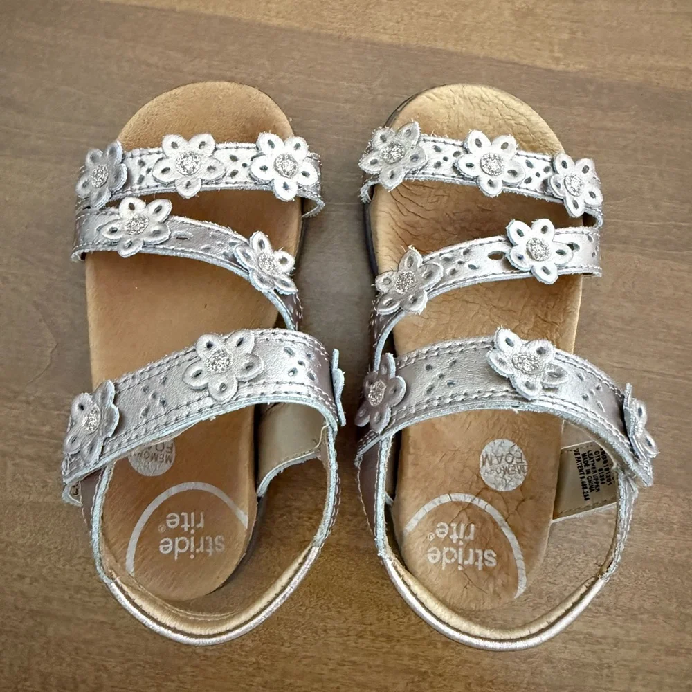 Stride Rite Rose Gold Floral Strap Sandals